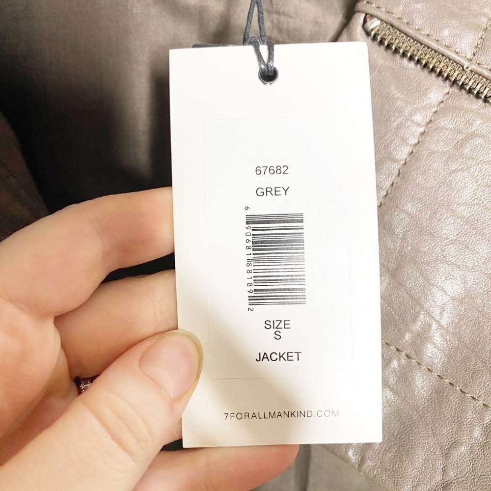 7 FOR ALL MANKIND Real Grey Leather Moto Jacket S - Picture 6 of 15